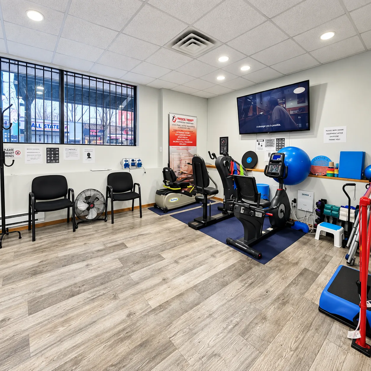 Inside the Balm of Gilead, The Bronx clinic: the treatment floor, with equipment set out and space to move.